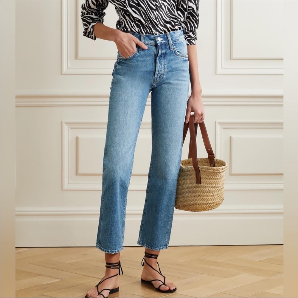 MOTHER Straight Leg Jeans in Light Blue Wash